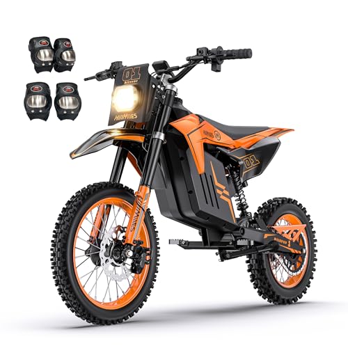 HillMiles Electric Dirt Bike Teens Adults,3000W Motor 220Nm MAX 31MPH 48V/25AH 30°Slope Electric Motorcycle with Hydraulic Brakes, Full Suspensions &Bluetooth Music,MilePop1 Off-Road Ebike for Age 13+